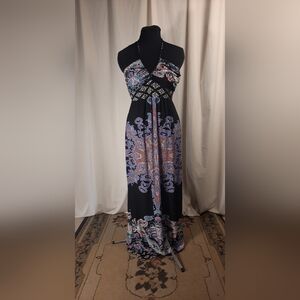 Purple & Black Snap Maxi Dress